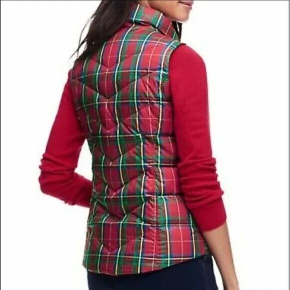 Lands End Down Puffer Vest Women L 14-16 NWOT Full Zip Sleeveless Jacket Tartan - Picture 10 of 13